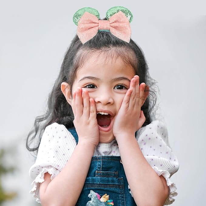 bianbaistar Newborn Bows for Girls Toddler Hair Bows Elastic Adjustable Headband Mouse Ears Yoda Scrunchies Essencial Accessories for Trip Headwear for Women (Yodapinkbow)