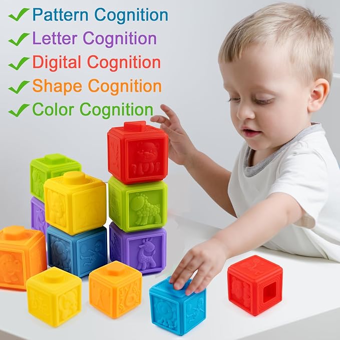 Stacking Blocks Toy for Baby 1-3 Years Preschool Educational Montessori Toys for Baby Gifts 1 2 3 Years Old