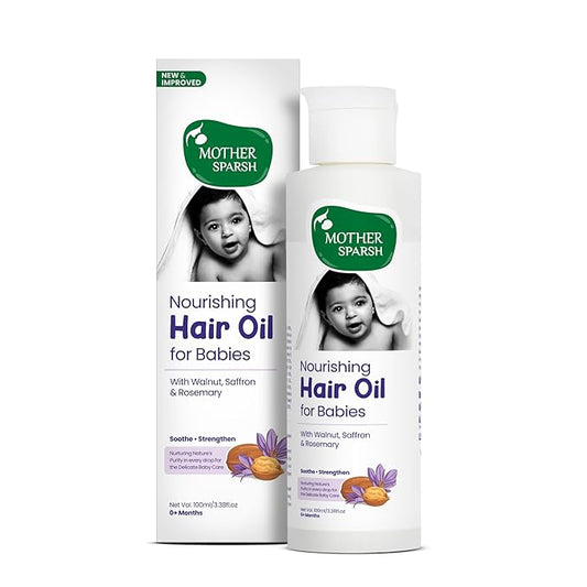 Mother Sparsh Ayurvedic Baby Hair Oil with 21 Herbs & Oils for Babys Tender Scalp & Hair, 100 ML