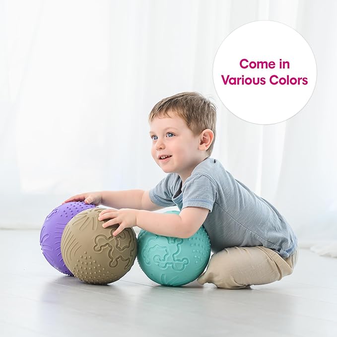 Edushape Texture-iffic Sensory Ball for Baby - 7" Baby Ball that Helps Enhance Gross Motor Skills for Kids - Toddler Ball with 8 Sections of Different Tactile Patterns