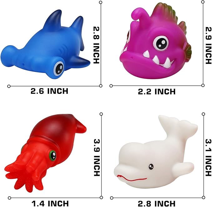 Bath Toys, 12 Pcs Light Up Ocean Sea Animal Set, Flashing Colorful LED Light Floating Bathtub Toys for Baby Infant Kid Toddler Preschool, Great Gift for Bathroom Water Tub Games Swimming Pool Party