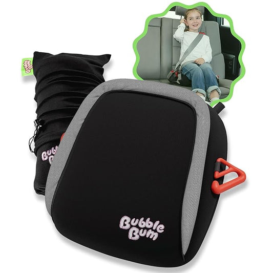 BubbleBum Inflatable Booster Car Seat – Foldable, Lightweight, Backless Travel Booster Seat for Kids, Portable Carseat for Toddler, Fits 3 Across, Compact for Uber - Ages 4-11 Year Old, - Black