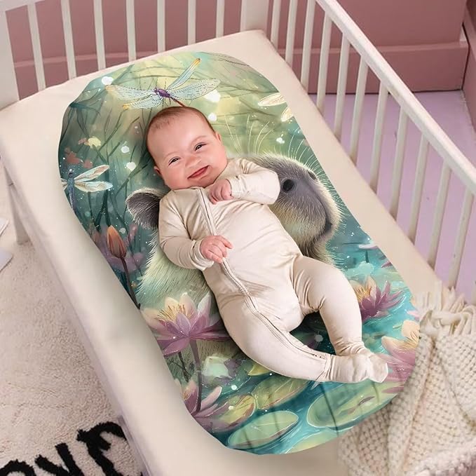 Capybara Snuggle Me Lounger Cover for Baby Boys Girls Newborn Lounger Pillow Covers Soft Breathable Infant Nest Slipcover 31.5'' x 21.3''