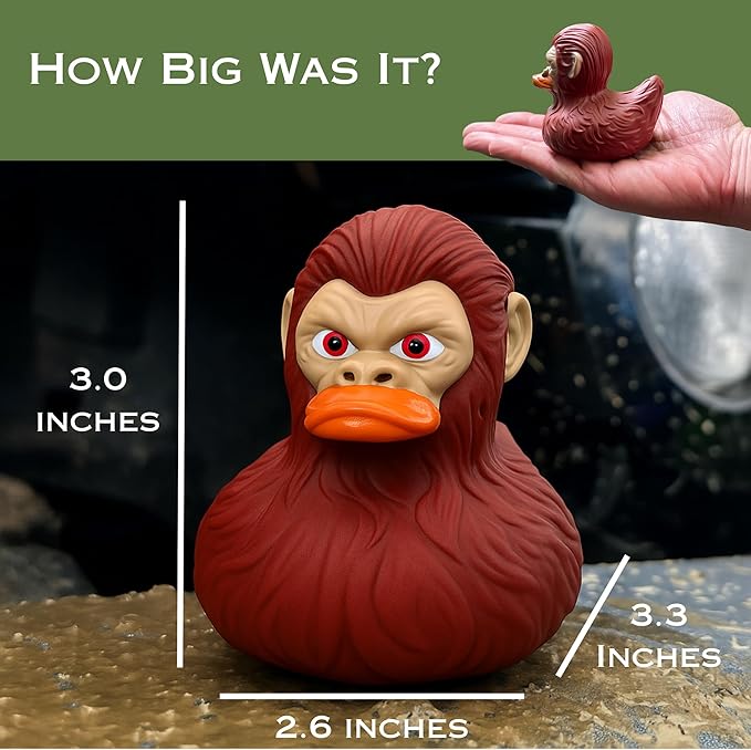Bigfoot Rubber Ducks for Jeeps - Funny Jeep Ducks for Ducking - Unique Ford Bronco Accessories for Squatching - Cool Bigfoot Gifts - Sasquatch Toy Ducks for Cruise Ships - 3 inch (Reddish Brown, 1)