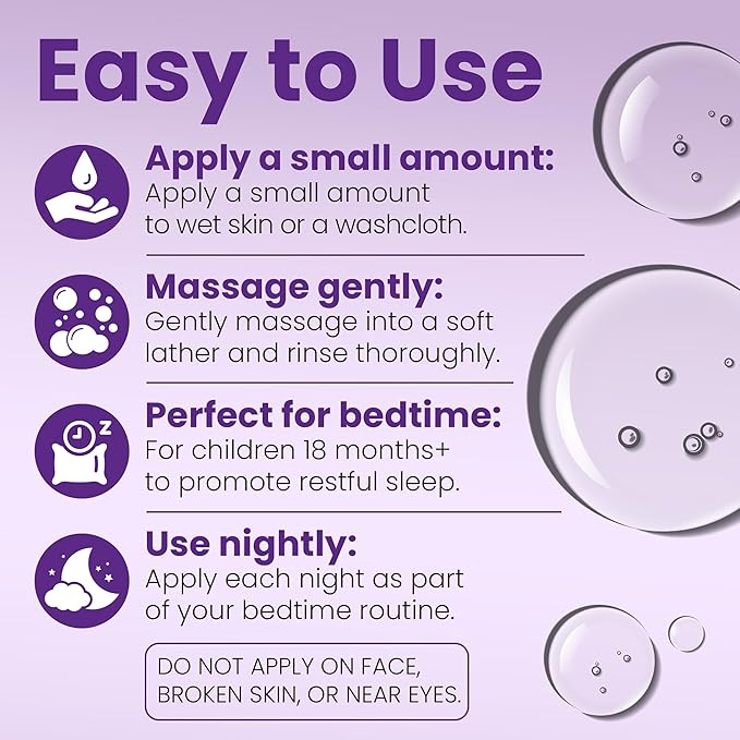 Magnesium Body Wash for Kids | Magnesium Body Wash for Sleep Bedtime Relaxation & Peaceful Nights | Calming Cleanser with Lavender, Chamomile & Vitamins D & K | Hydrates and Soothing Relief