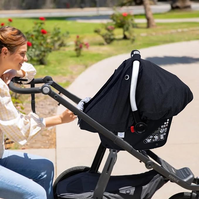 beatoutou Baby Car Seat Cover,Patented Waterproof Baby Car Seat Cover for Boys & Girls,Infant Car Seat Cover Canopy for Girls,Windproof Car Seat Canopy for Boys, Keeps Babies Warm and Cozy (Black)
