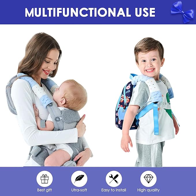 4 Pack Car Seat Belt Straps Cover for Baby Kids, Baby Carrier Straps Covers Stroller Strap Pads Baby Car Seat Belt Neck Covers for Baby(9.8'’X2.2''inch)