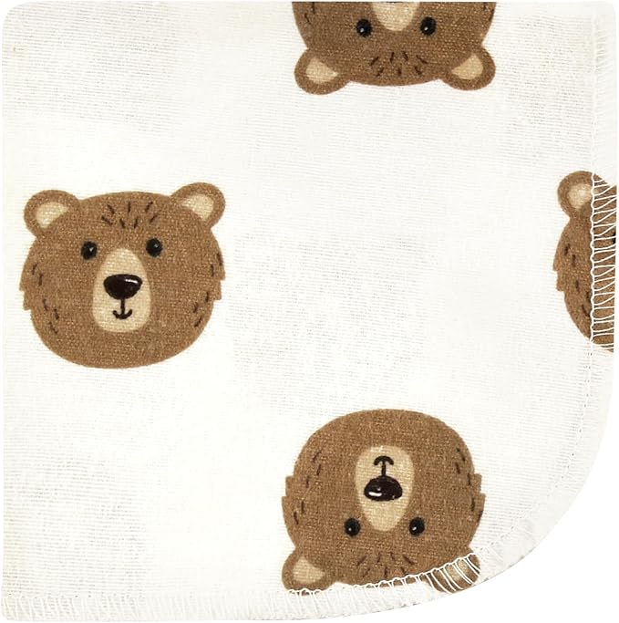 Hudson Baby Unisex Baby Flannel Cotton Washcloths, Brown Bear 10 Pack, One Size