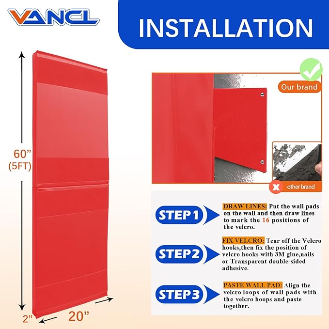 Gym Wall Padding for Gym Wall Pad for Kids Wall Padding 2" Thick Gym Padding for Wall Mat 4" Thick Wall Protection Pads, Durable Waterproof Wall Pad for Safety[Colorful]