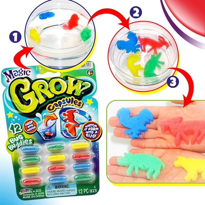 JA-RU Magic Grow Capsules for Kids (6 Pack, 72 Capsules Assorted) Water Growing Toys - Foam Sea Creatures, Dinosaurs, & Farm Animals, Science Party Favors & Classroom Prizes. 305-6p