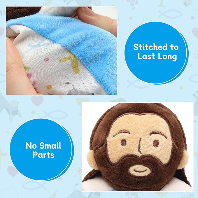 Yelakey Security Blanket, Baby Lovey with Soft Minky Velour, Baptism for Boys and Girls, 13.8 Inch Jesus Stuffed Snuggle Toy, Newborn Essentials Birthday