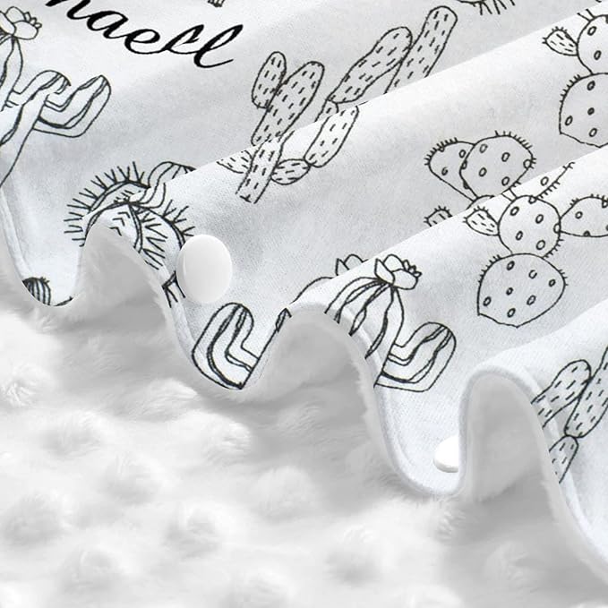 Personalized Cactus Gray Baby Infant Car Seats Canopy for Babies with Name, Custom Multi-use Blankets for Baby Boys Girls, Peekaboo Minky Nursing Breastfeeding Stroller Cover Canopies for Newborn