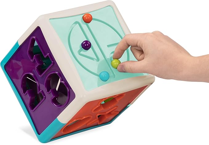Battat – Shapes, Numbers & Letters – Toddler Sorting Activity Cube – Dexterity Toy – Bead Maze – 2+ Years – Shape Sorter Cube