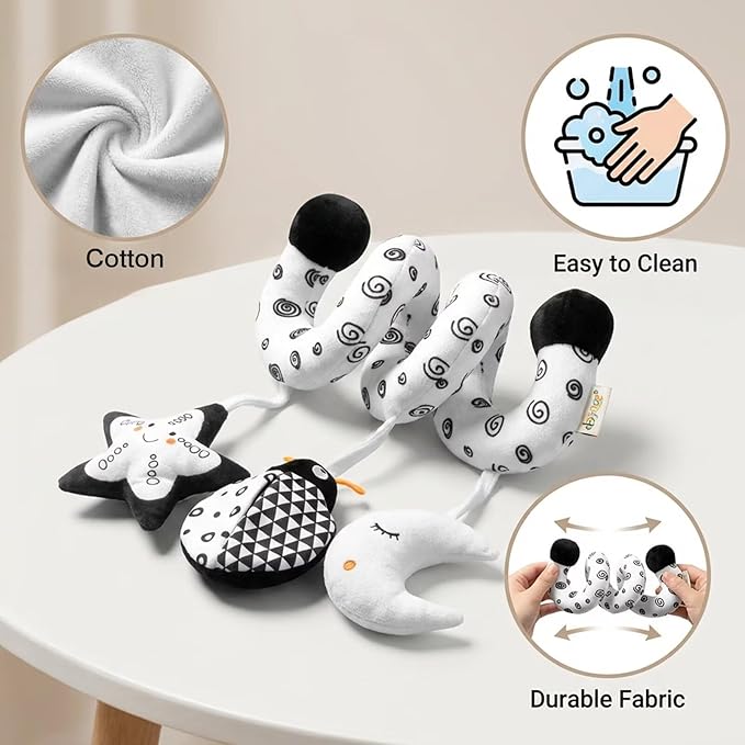 Multi-Use Baby Spiral Activity Toy – Spiral carseat Toy for Car Seat, Stroller,Play Gym, Keeps Baby Quiet, Easy Travel Solution