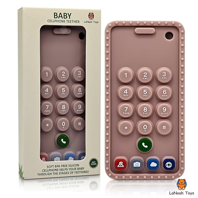 Baby Cellphone Teether: Soft BPA Free Teething Toy, Provides Relief for Your Little one While They are Teething. Gum Relief. Chew Toys (Pink)