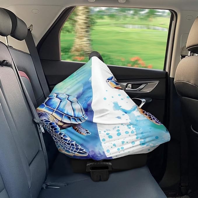 ZFRXIGN Horse Nursing Covers for Breastfeeding and Car Seat Baby Car Seat Covers, Infant Stroller Cover, Carseat Canopy Carseat Cover Girls Blue Beach Sky