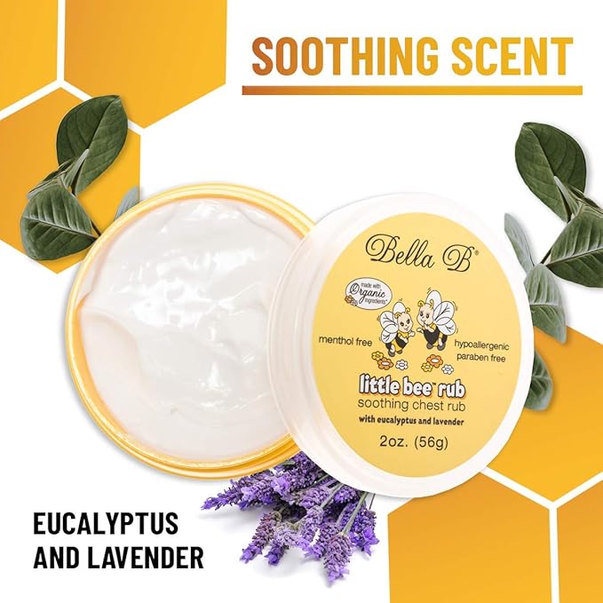 Bella B Little Bee Soothing Baby Chest Rub 2 oz - Baby Vapor Rub Lavender - Eucalyptus Chest Rub For Infants - Eucalyptus Vapor Rub - Natural Vapor Rub - Soothing Vapor Rub - Soothing Chest Rub