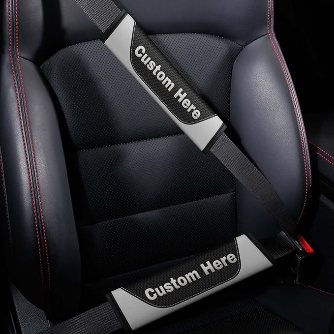 Custom Seat Belt Cover Pad - Personalized Carbon Fiber Seatbelt Shoulder Cushion, Auto Accessories for Cars Trucks SUVs