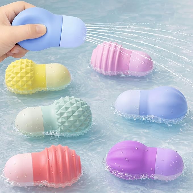 Sensory Squeezing Water Bath Toys for Toddlers,6PCS Bath Tub Pool Floating Toys for Babies Kids 1-3，Textured Fidget Toys Stocking Stuffers Gifts for Boys Girls Ages 1+