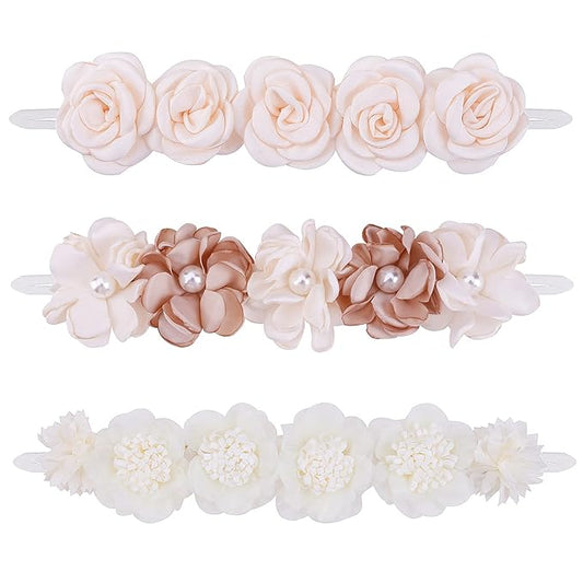 Flower Headband for Baby Girl Elastic Baby Floral Headbands Crown Hairbands Hair Accessories for Newborn Infant Toddlers Kids 3pcs/set