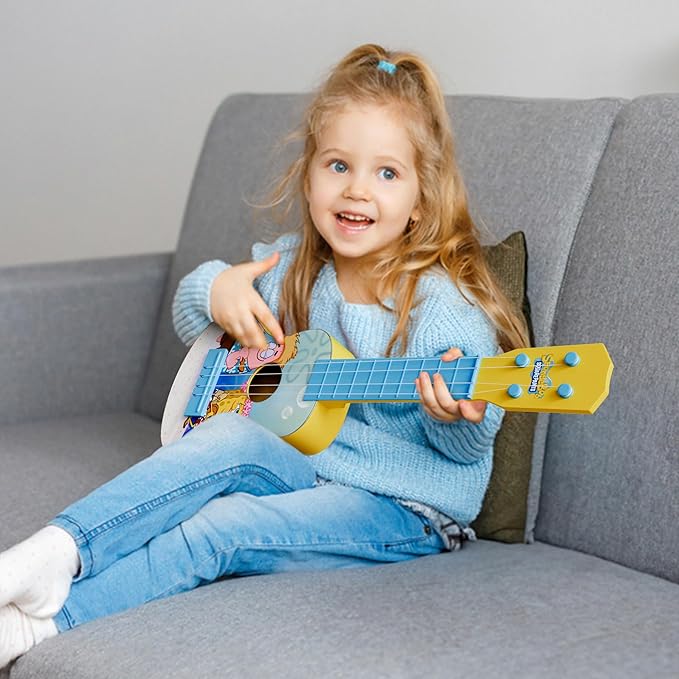 Lollipop Paw Patrol Party Ukulele - Musical Toy Gift for Toddlers4 String Mini Guitar Musical Instrument, Educational Learning Toy, Can Play with Strap or Picks - Great for BeginneR (Spongebob Yellow)