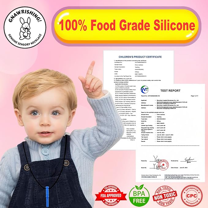 Chew Necklaces for Sensory Kids 8Pcs Cylinder Shape Sensory Chewy Toys for Autism Girls and Boys, ADHD Toddler, Adult