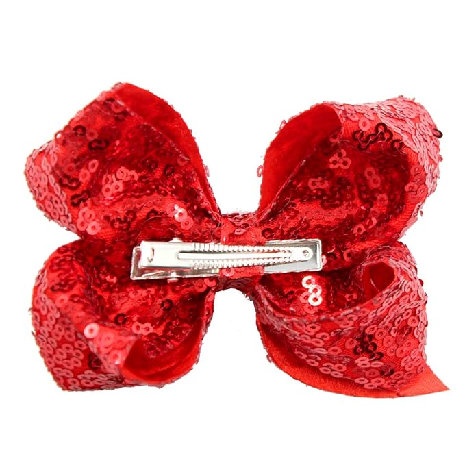 CÉLLOT Party Festival Baby Girls Sparkling Bows Clips 30PCS Glitter Sequins 4" Hair Bows Alligator Hair Clips for Girls Baby Children Toddlers