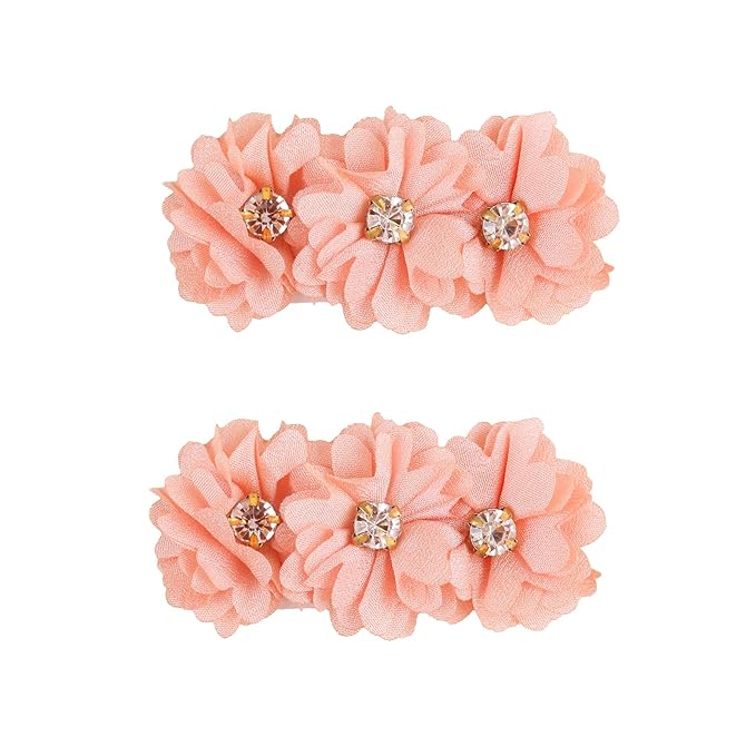 Flower Hair Clips Set for Baby Girl Lightweight Floral Hair Bow Accessories with Boutique Fully Lined Alligator Clip for Toddler Teens Gifts (ATD-FJ10-B)