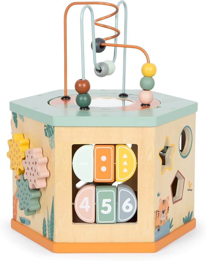 small foot Safari Motor Skills Cube 7 Sided Educational Toy 12641 [Multiple] Colorful 12641