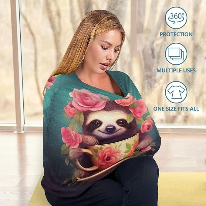 Baby Car Seat Covers Cute Sloth Stretchy Breastfeeding Scarf Breathable Infant Carseat Canopy Nursing Covers Multi Use for Stroller High Chair Shopping Cart Boys and Girls