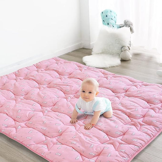 SPRINGSPIRIT Baby Play Mat, 47x47 Playmat for Playpen, Thicken Baby Mat for Floor, Non-Slip Washable Playmat for Babies, Toddlers, Pink