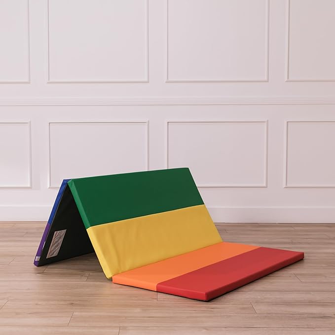 ECR4Kids SoftZone 6-Section Rainbow Runway Activity Mat, Folding Playmat, Assorted