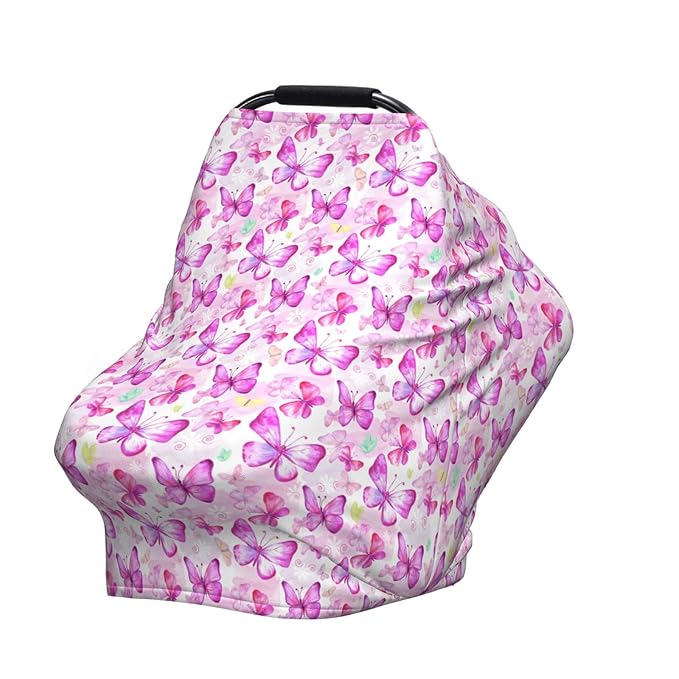 Butterfly Baby Car Seat Covers Canopy Covers Baby Multi-Use Car Seat Canopy Carrier Cover, Breathable Breastfeeding Cover Boys & Girls