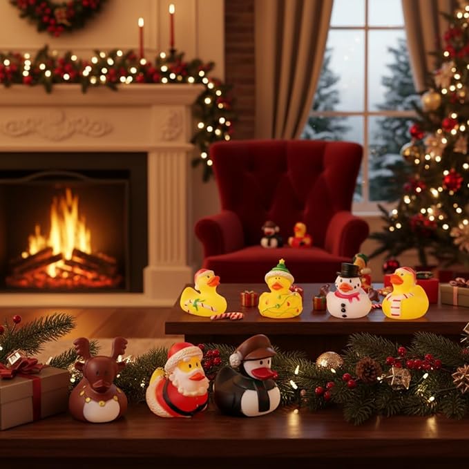 Sratte 36 Christmas Rubber Duck Bulk, Mini Santa Rubber Duck Bath Toys Assorted Xmas Party Decorations for Christmas Party Favors Stocking Stuffers Gifts for Coworkers Class (Santa Style)
