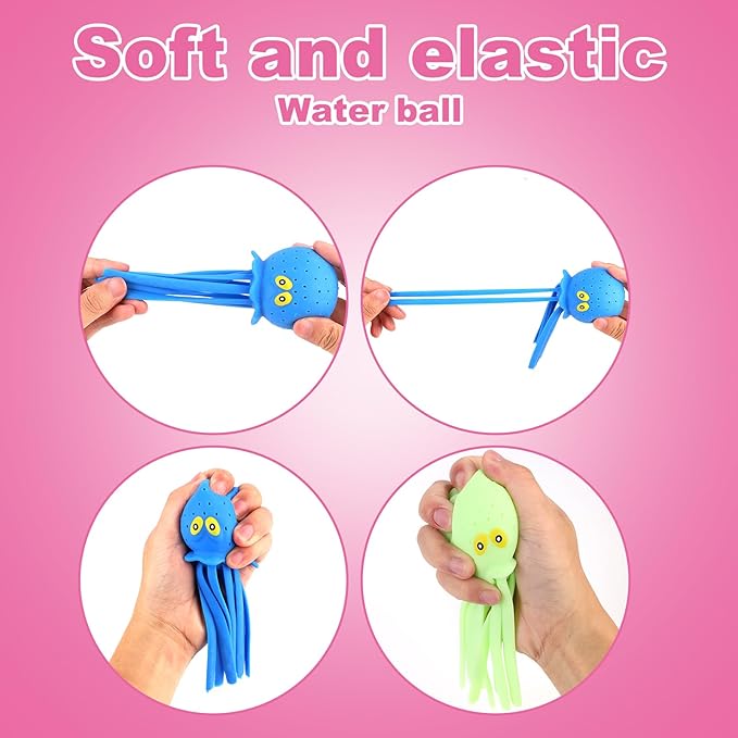 6pcs Octopus Water Balls, Funny Octopus Floating Pool Toys Novelty Sensory Squeeze Water Bomb Splash Balls Summer Swimming Pool Bath Toy for Kids (6 Colors)