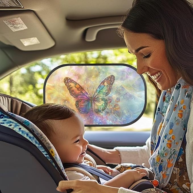Bulopur Butterfly Window Shades 2 Pack Car Window Shades Mesh Car Window Covers Sun Protection and Sun Shade Blocker for Most Vehicle, SUV, Truck, Car