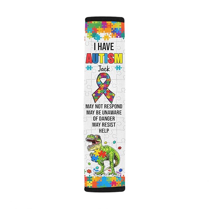 I Have Autism Personalized Name Autism Awareness Seat Belt Covers Special Need Autistic Car Seat Belt Covers for Boys Medical Alert 21