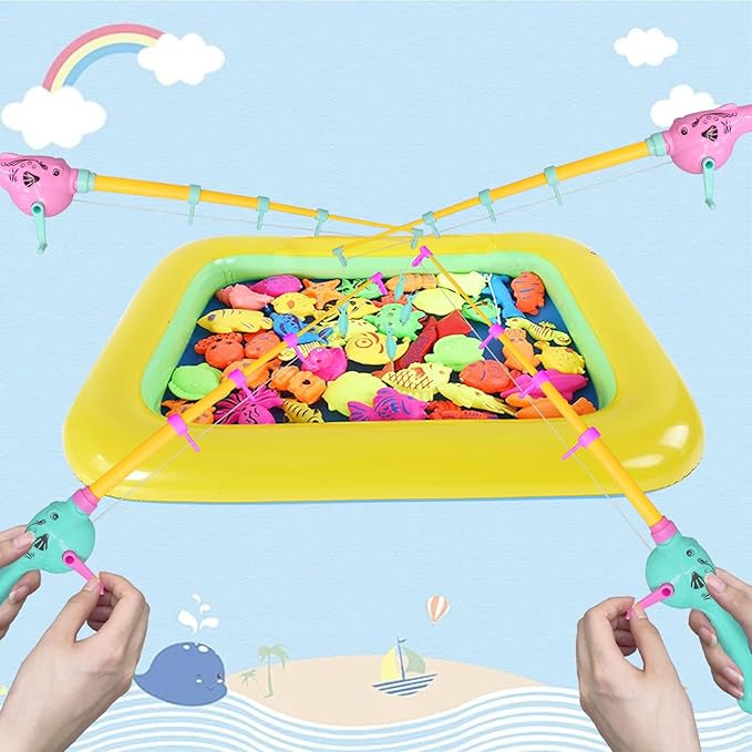 3 Pcs Magnetic Fishing Pole Kids Toy Fishing Pole - No Fishes are Included, Fishing Game - Baby and Toddler Bath Toy Toy Fishing Pole for Bath, Pool