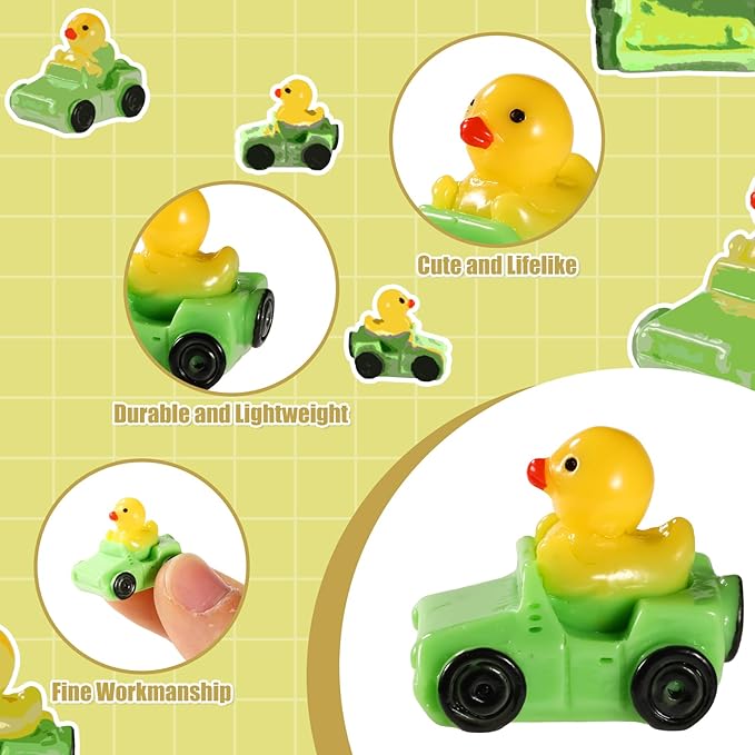 30pcs Ducks in a Car, Resin Car Duck Set Funny Mini Car Ducks Unique Rubber Ducks Small Animal Tiny Ducks Car Dashboard Decor Micro Landscape Duck
