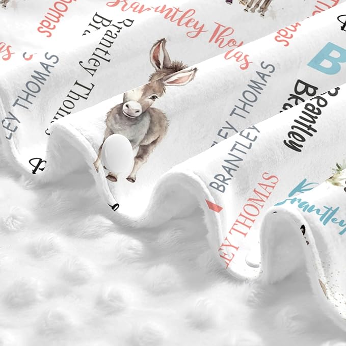 Custom Baby Car Seat Canopy Personalized Car Seat Covers with Name for Baby Boys Girls Customized Donkey Nursing Breastfeeding Cover Infant Carseat Canopies Newborn Minky Baby Blanket