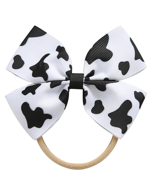 Fancheer Baby Girls Cow Print Cowgirl Bow Headband Infant Toddler Birthday Party Hair Accessories