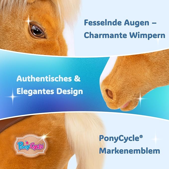 PonyCycle Ride on Horse Pony Toys Size 4 Plush Mechanical Advanced Model Y with Brake Riding Horse for Kids Ages 4-7, Birthday Gift for Boys and Girls Light Brown Y471