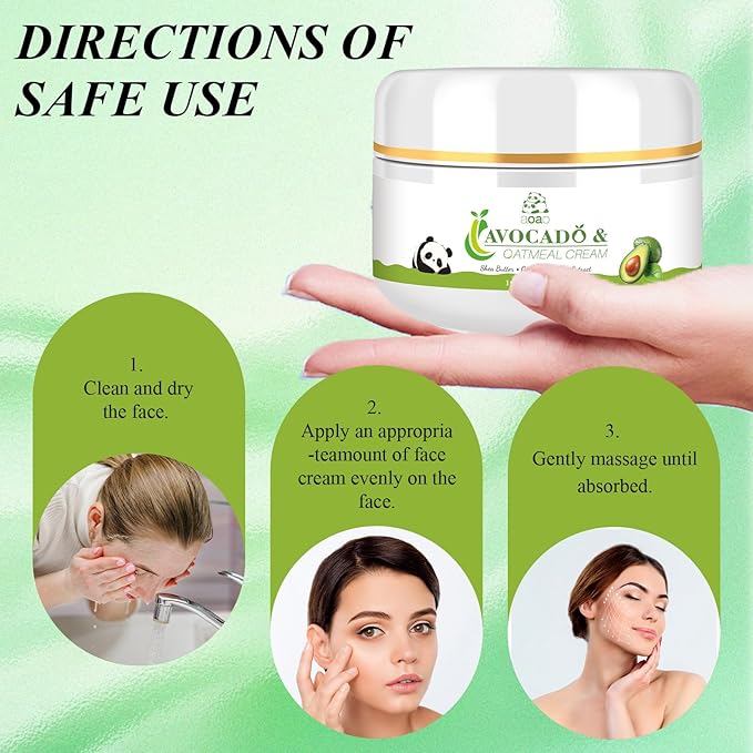 AOAO Avocado Kids Daily Moisturizer Cream, Gently Hydrates Dry, Sensitive Skin for Baby & Kids Face and Body, Natural Oat & Centella for Soothing Nourishing Care, 3.527oz (Avocado)