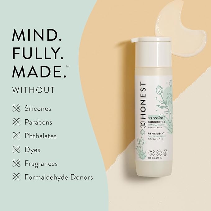 The Honest Company Fragrance Free Bundle for Sensitive Skin | 2-in-1 Cleansing Shampoo + Body Wash and Silicone Free Conditioner | Naturally Derived, Tear free, Hypoallergenic | 20 fl oz