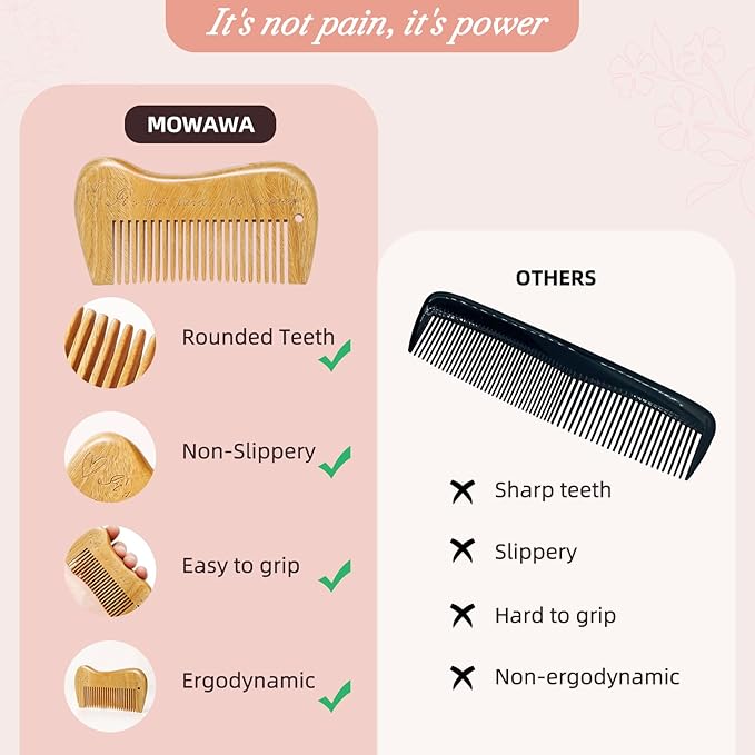 Sandalwood Birthing Comb For Labor Pain Relief & Delivery - Labour Gifts with Birth Affirmation For Women- Wood Comb For Pregnancy Contraction