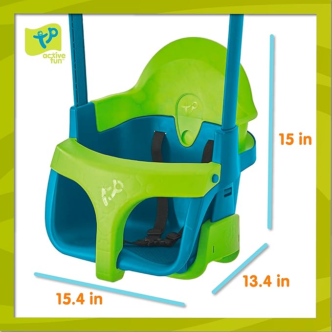TP Toys Baby Swing - Comfy Toddler Swing Seat, Kids Outdoor Toys, Quadpod Adjustable 4-in-1 Swings Chair, Secure, Safe Quick Click Locking System, Durable, Easy Installation, Ages 6 Months - 8 Years