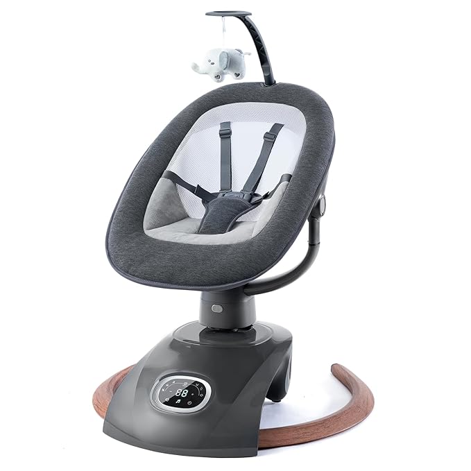 VaVaSoo Electric Baby Swing for Infants Mamroo with Remote Control, Rocker with 6 motions, 5 Speeds, 13 Music Include White Noise, 5 Point Harness, 3 Seat Positions for Newborn Boy Girl Max 20 Lbs