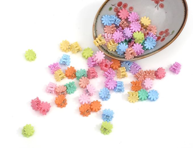 50 Pcs Colorful Mini Hair Claw Small Hair Clips Clamps Hair Accessories for Baby Girl Decorative Bun Tiny Hair Clips (Set-A)