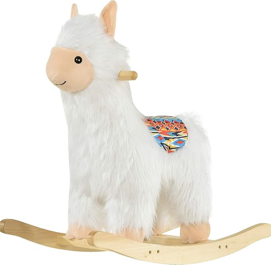 Qaba Kids Ride-On Rocking Horse Toy Llama Style Rocker Soft Plush Fabric for Children 3+ Years