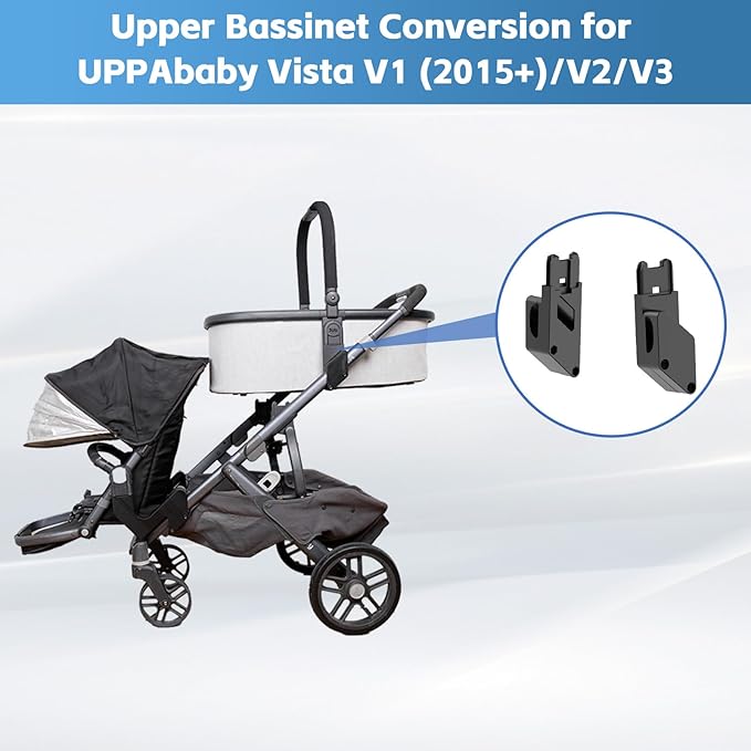 Upper Bassinet Conversion for UPPAbaby Vista V1 (2015+)/V2/V3 | Dual-Level Seat Converter for Toddler Setup | Secure Bolt-On Adapter（Only Upper Apapter)